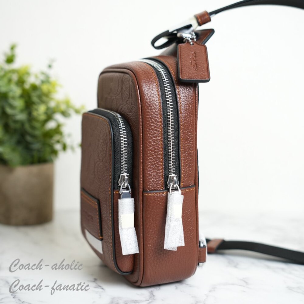 Coach CDC45 Racer Sling Pack In Signature Leather Vintage Brown NWT - Picture 7 of 14